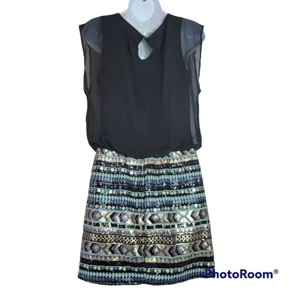 as u wish gold sequin dress As U Wish Gold Sequence Strapless Peplum Dress Size XS